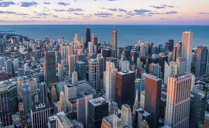 Chicago skyline by the river