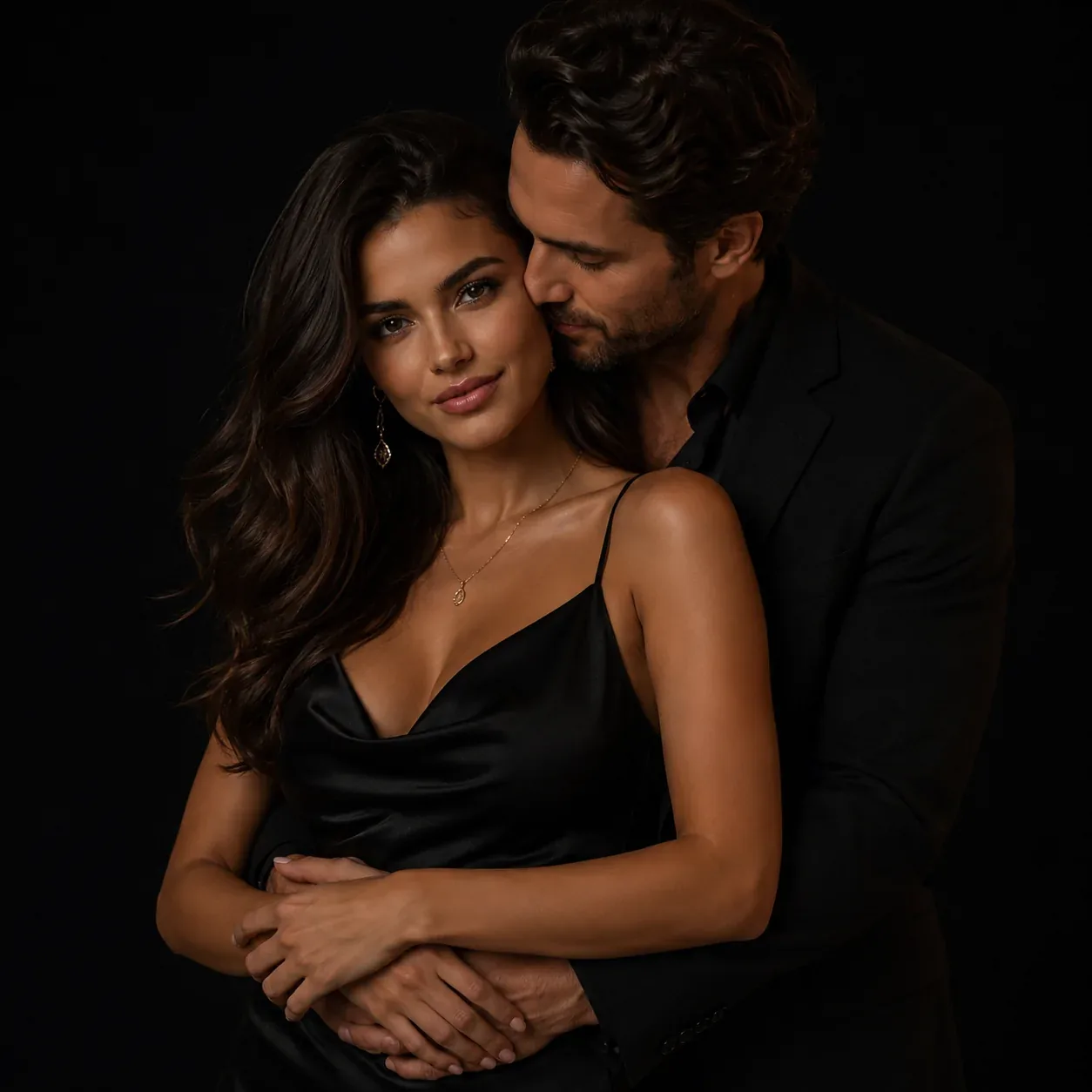 Elegant couple representing a confident and private dating connection